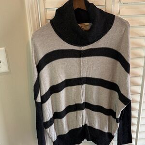 RW&CO. Gray Striped Turtleneck Sweater